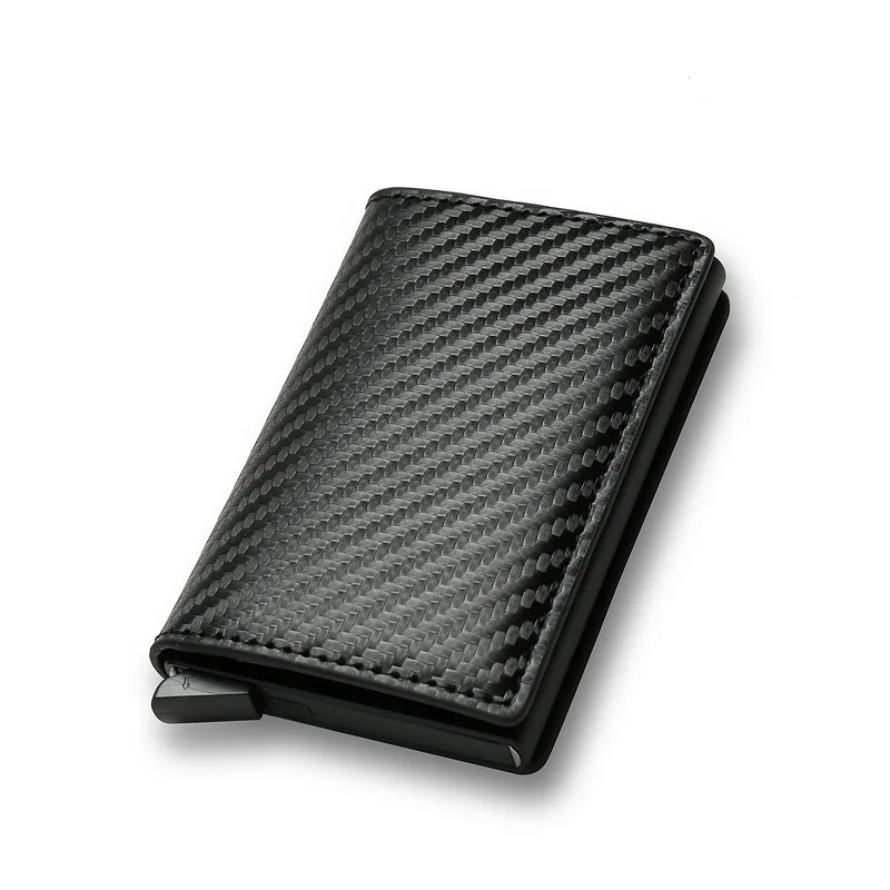 PU Leather RFID Blocking Black Leather Wallet Pocket Card Holder Cheap Men Women Carbon Fiber RFID Wallet Leather