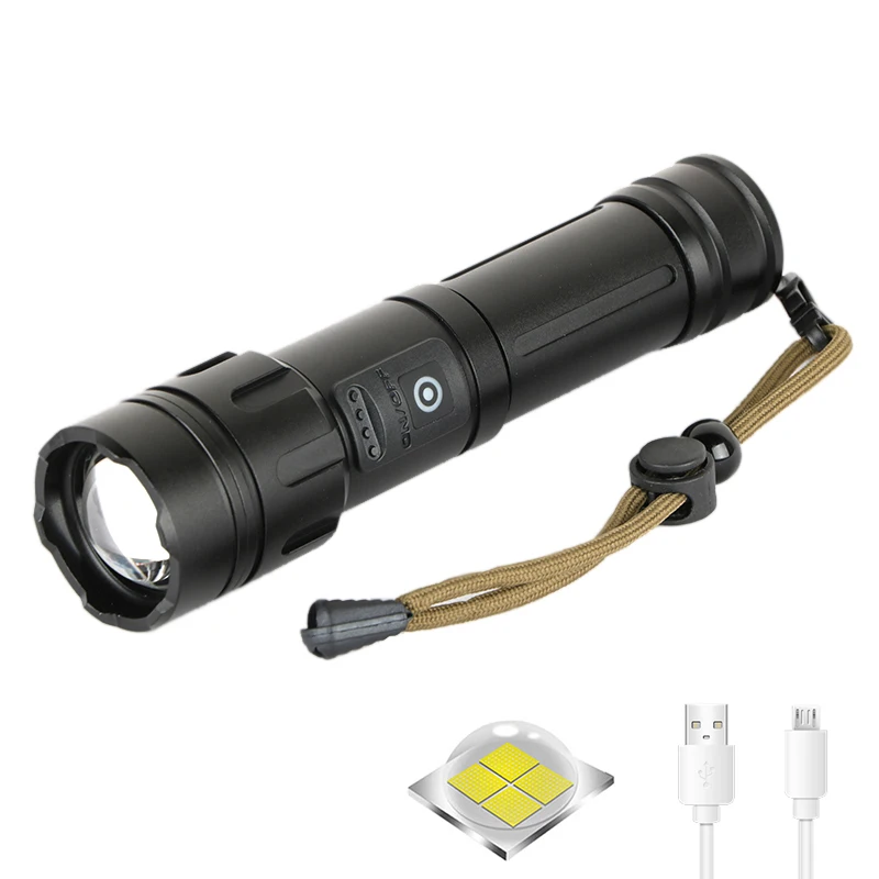 Фонарик XHP50 светодиодный тактический фонарик с USB внешний аккумулятор 18650 26650 перезаряжаемый ручной