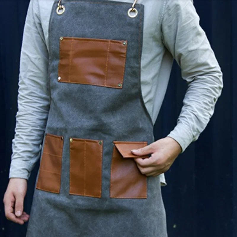 Fashion Canvas kitchen Aprons For Woman Men Chef Work Apron For Grill Restaurant Bar Shop Cafes Beauty Nails Studios Uniform