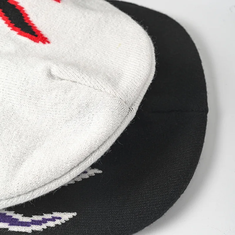 Custom Men Women Knitted Winter Hat Fire Flame Beanie Big Logo Printed Jacquard Skully Beanies Hats