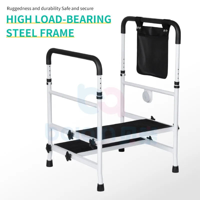 Step Stool with Handle and Non Skid Rubber Platform stainless steel Sturdy Stool with safety rails for Seniors
