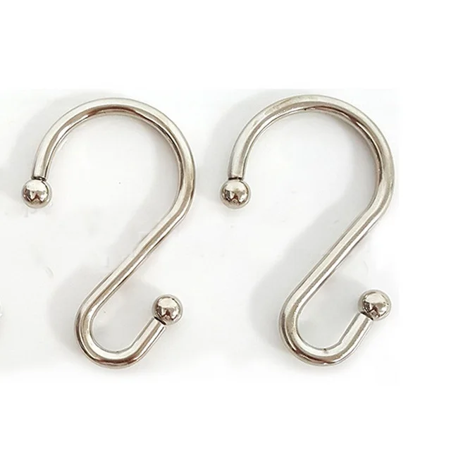 OEM ODM CUSTOM 12 pcs / pack ring Rustproof  Roller Polished Nickel Ball Curtain Accessories Shower Curtain Rings Hooks