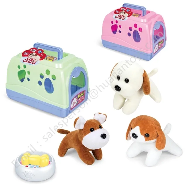 Wholesale gift toy mini plush dog play set with carrier