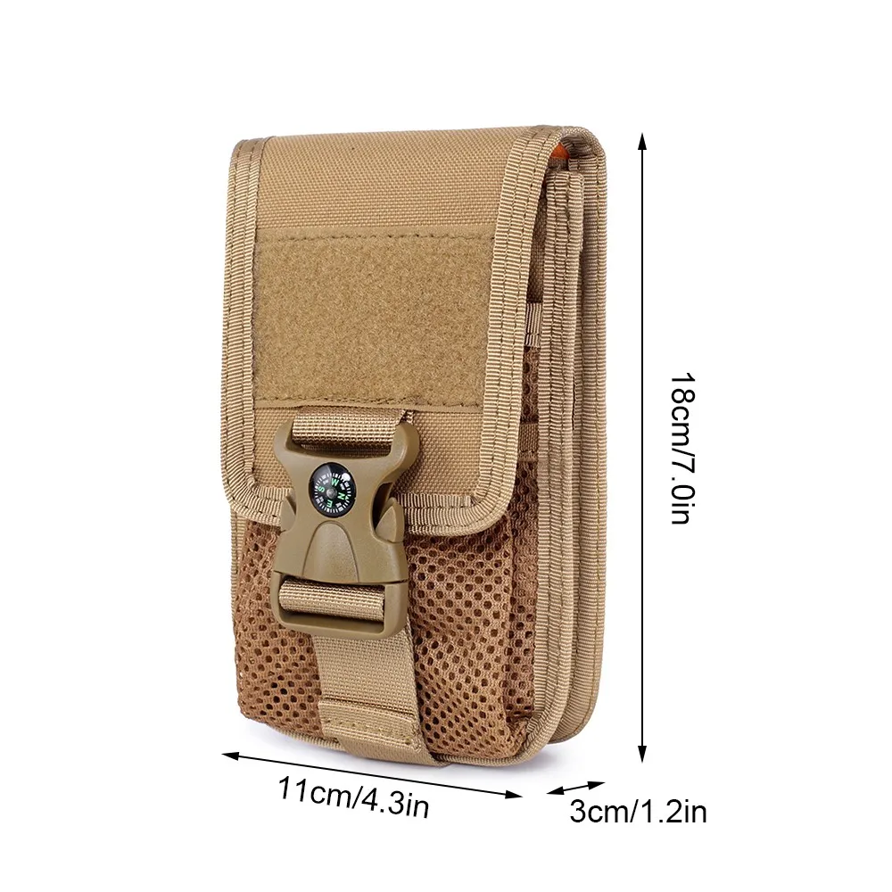 Tactical double layer phone pouch with compass buckle tactical belt Pouch molle outdoor small phone bag