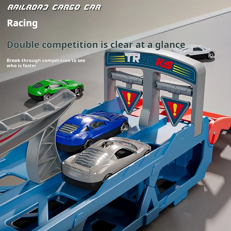 Trending products Multi Ejection big Track Transporter Toy Alloy Car Catapult Deformation Folding Truck juguetes para los ninos