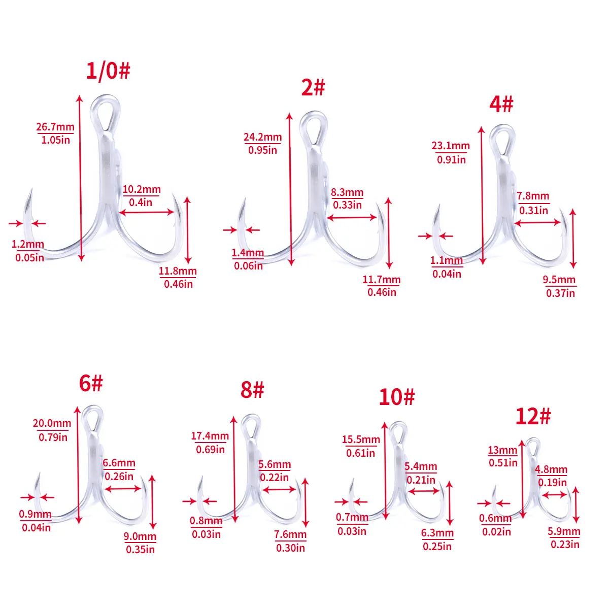 Hook Fishing HENGJIA Quality Rustproof Size 2-1/0 Strong Sharpening Treble Hook Strengthen Blood hook