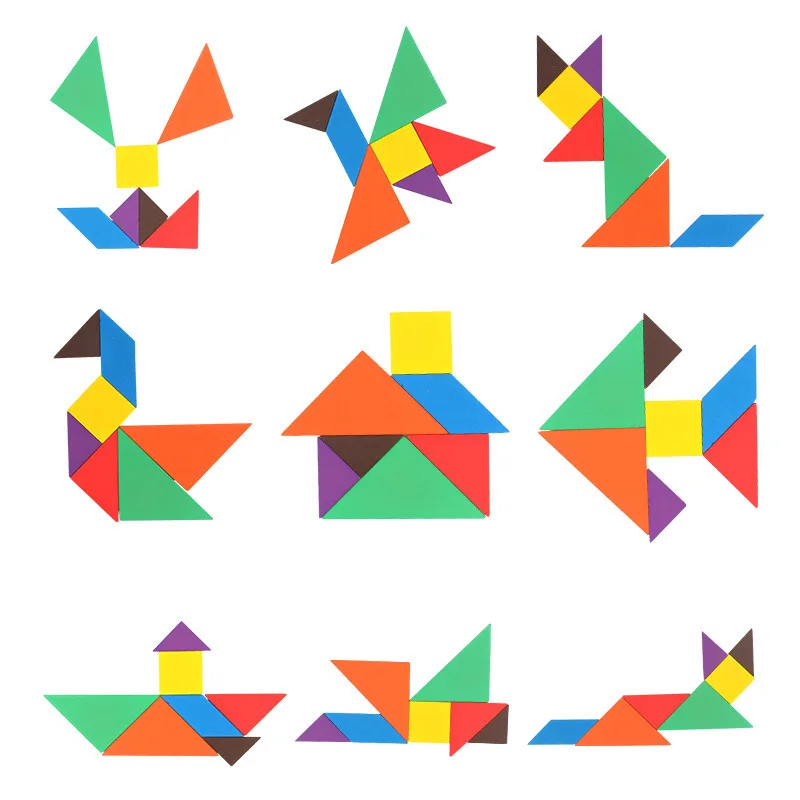 Wholesale Kids Set Custom Toys Jigsaw Puzzle Game Set Wooden Puzzle Tangram, Tangram Puzzle, Tangram