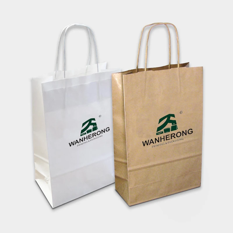 Manufacturer Whole Sale Recyclable Kraft Paper Bag With Rope Handle With your Own Logo for Take Out Food