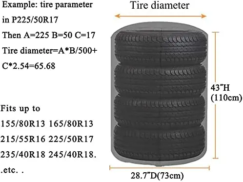 Tire Cover Waterproof Durable Tire Storage Bag Car Spare Tire Cover Oxford Polyester Fabric Cover Suit for Jeep,Trailer,RV,SUV,T