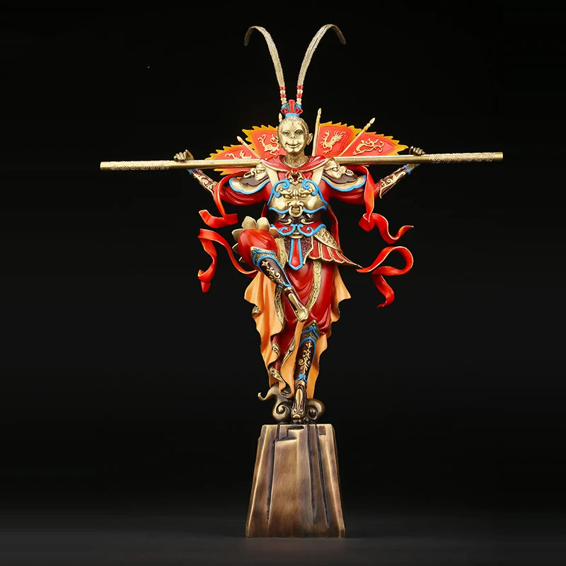 Dropship Cheap China Monkey King Figure Brass Carving Sun Wukong Monkey King Statue