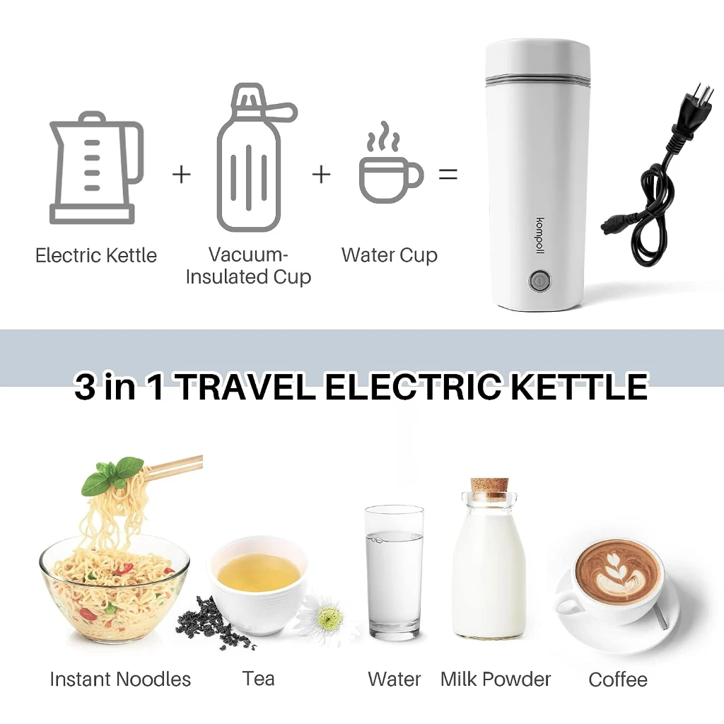 Mini Electric Kettle Cup with Battery Manufacturer 12V Car Portable Water Travel 450ML Mechanical OEM Stainless Steel 300 450