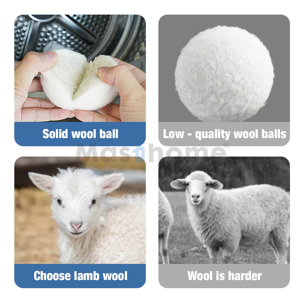 Masthome 2024 New Trending Laundry Balls Natural Reusable Organic Wool Dryer Balls For Laundry