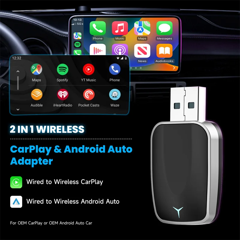 Mini Auto Pairing Usb Wireless Carplay Car Android Auto Adapter Carplay Wireless Adapter for Rcd 340