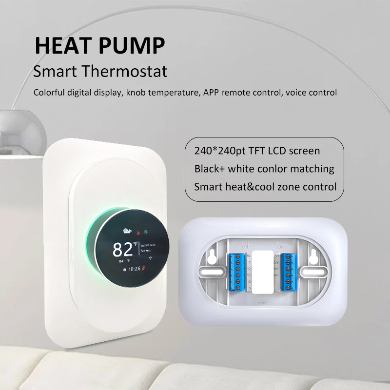 Knob Thermostat Digital Programmable Smart Air Conditioning 24V Tuya Wifi Heat Pump Thermostat
