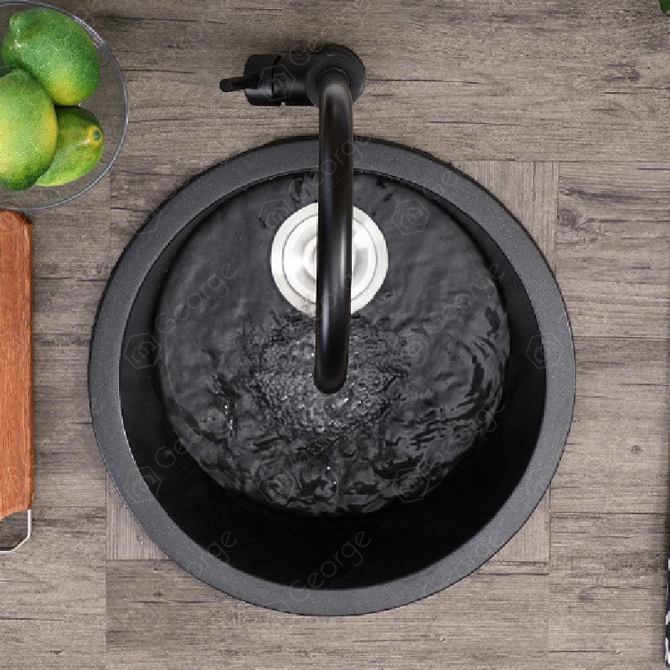 
countertop and undercounter installation bar counter save space round small quartz stone kitchen sink 