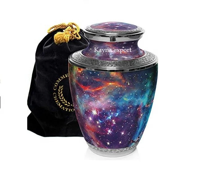premium quality metal urns for funeral handcrafted beautiful printed design wholesale price bulk quantity urns supplier