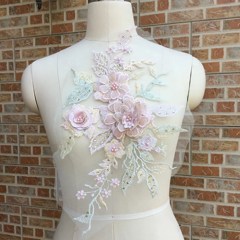 Hot Fashion Embroidery 3d Flower Lace Fabric Tulle Lace for Dress