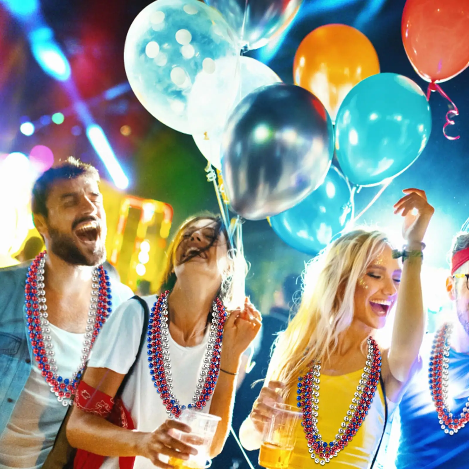 33 Inch 12 mm Metallic Red Bead Necklaces Mardi Gras Beads Bulk Round Beaded Necklaces Costume Mardi Gras Necklace