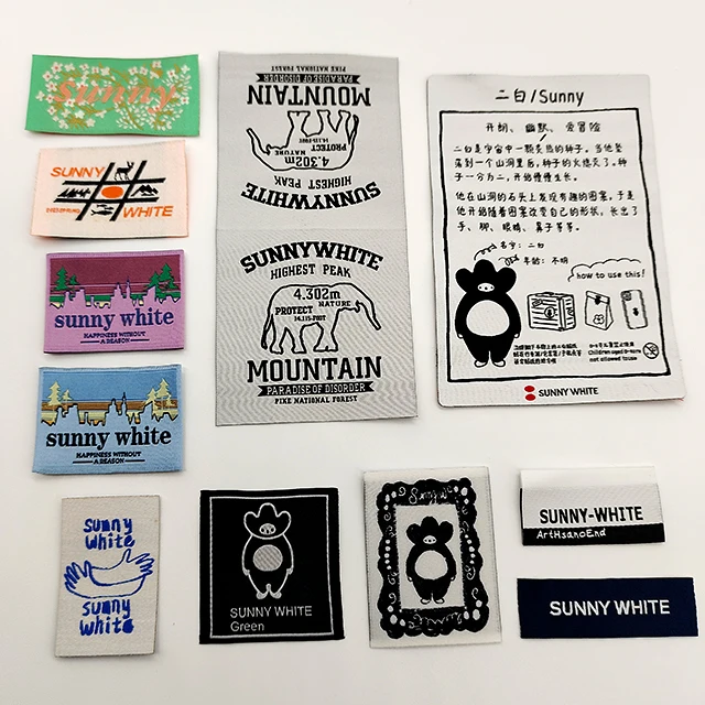 custom woven sewing label end fold woven label embroidery machine for clothing high density