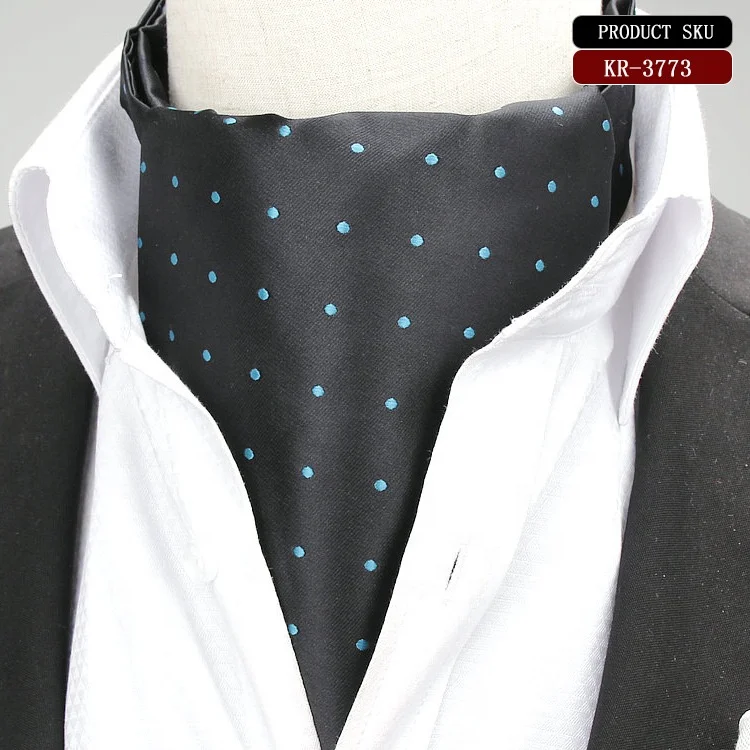 Supplier China Shengzhou Popular Wholesale Luxury Polyester Solid Mens Polka Dot Ascot Tie Cravat