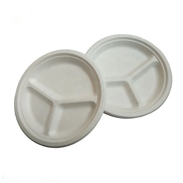 
Biodegradable Divided Food bagasse paper pulp paper plates party disposabl price of disposable plates with 3 Compartments 