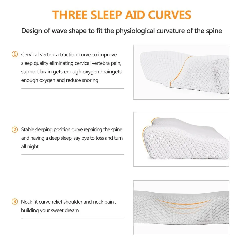 Ergonomic Memory Foam Pillow for Neck Pain, Adjustable Cervical Pillow, Orthopedic Contour Pillow for Side Sleeper