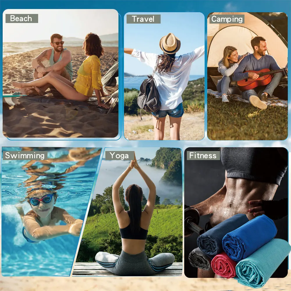Super absorbent bath towel for summer rectangle customized beach towels portable sand free beach towel