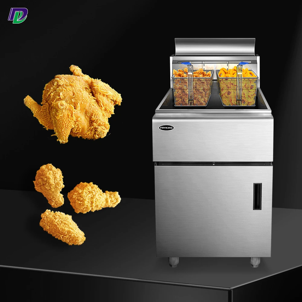 Single/Two Tank 24L 28L 50L Fried Chicken French Fries Commercial Gas Deep Fryer Machine