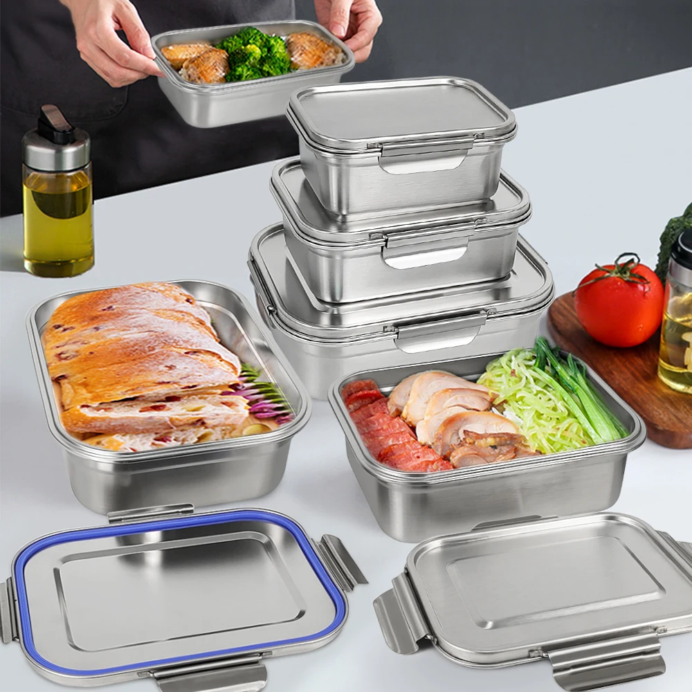 LIHONG Wholesale Stainless Steel Bread Box for Sale Metal Lunch Box Food Storage Bin Container for Kitchen