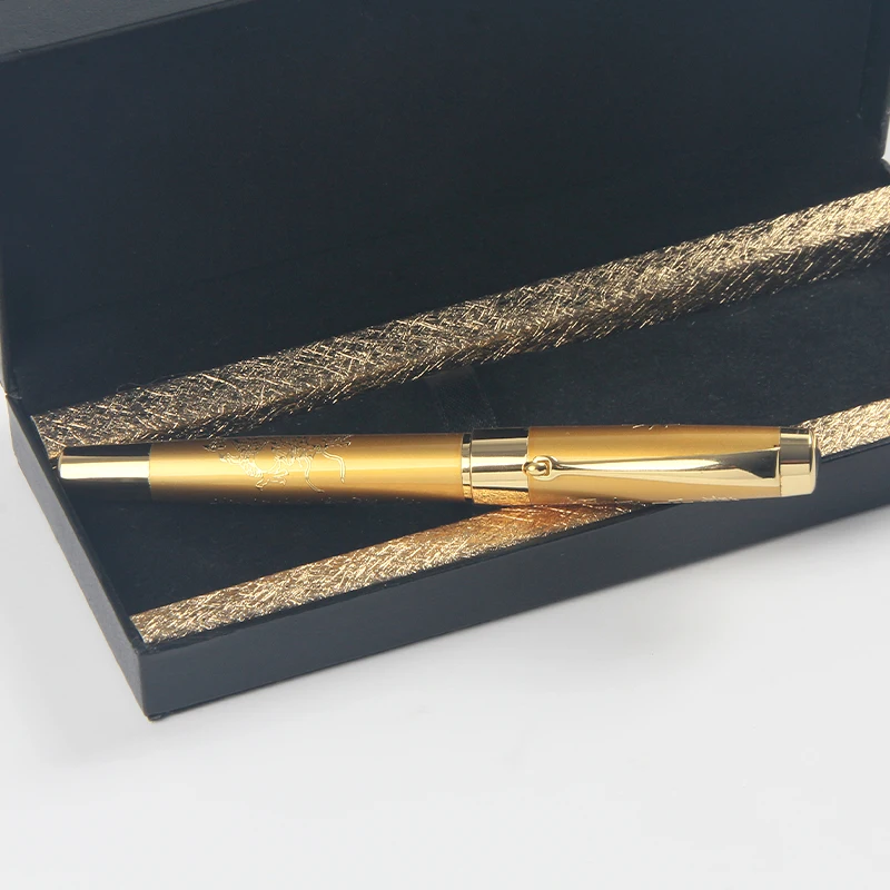 gold single gift pen set business embossed fountain pen with packing box