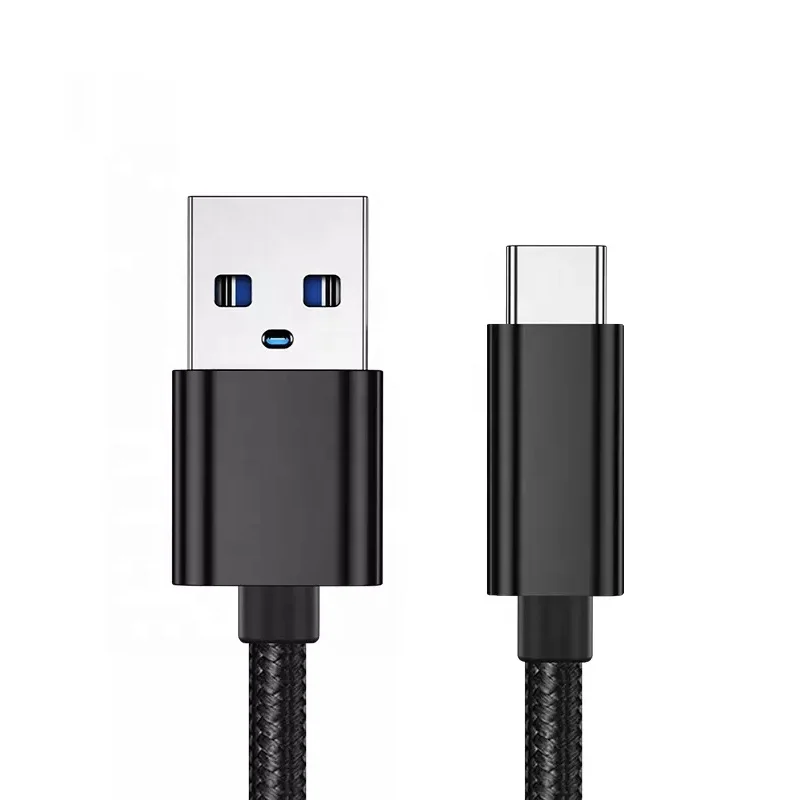 Nylon Braided Data Sync Charge 3A USB To USB C Type C Fast Charging Cable 0.5M 1M 1.5M 1.8M 2M 3M