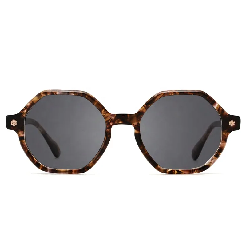 Manufacturer Polarized Acetate Sunglasses Big Hexagon Oversize Shades Blue Custom Logo CR39 Sun Glasses Men Women lentes de sol