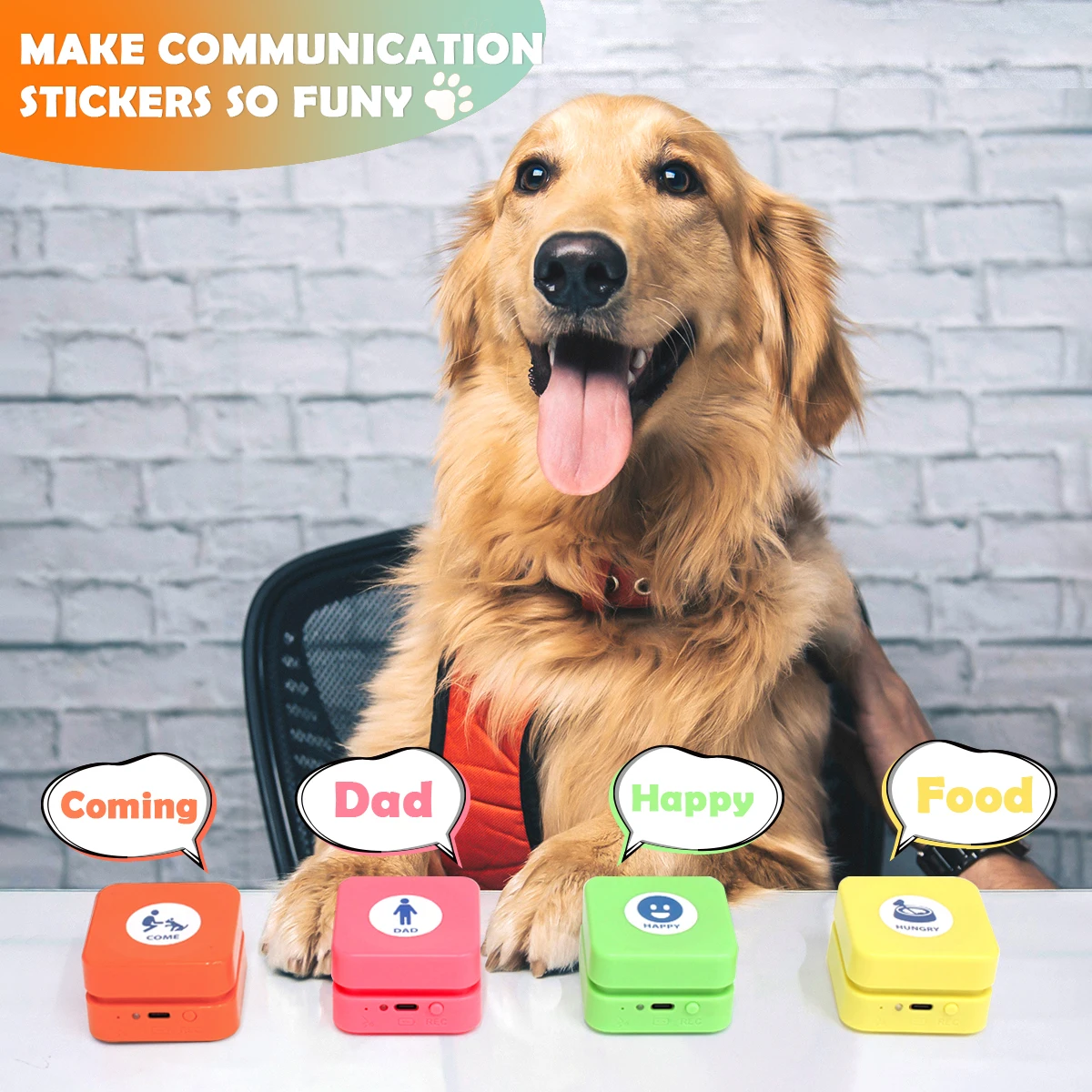 Rechargeable  Dog Buttons for Communication Starter Pack,Voice Recordable Buttons,Training Dogs Talking Recording Button