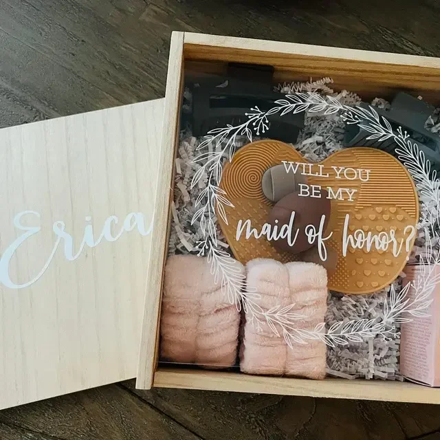 Unfinished  Box pine wood natural color custom gift box with transparent lid wood packaging box