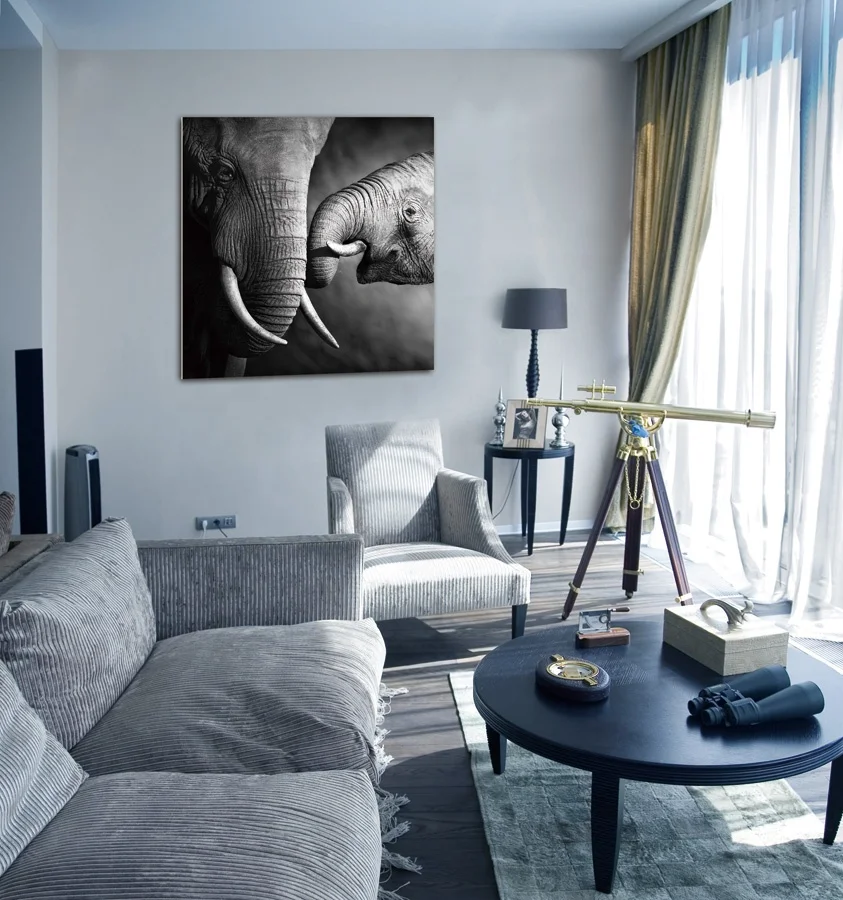 Hot Selling Crystal Clear Animal Mama Elephant Prints Canvas Art Frameless Acrylic Painting Oil Painting for Room