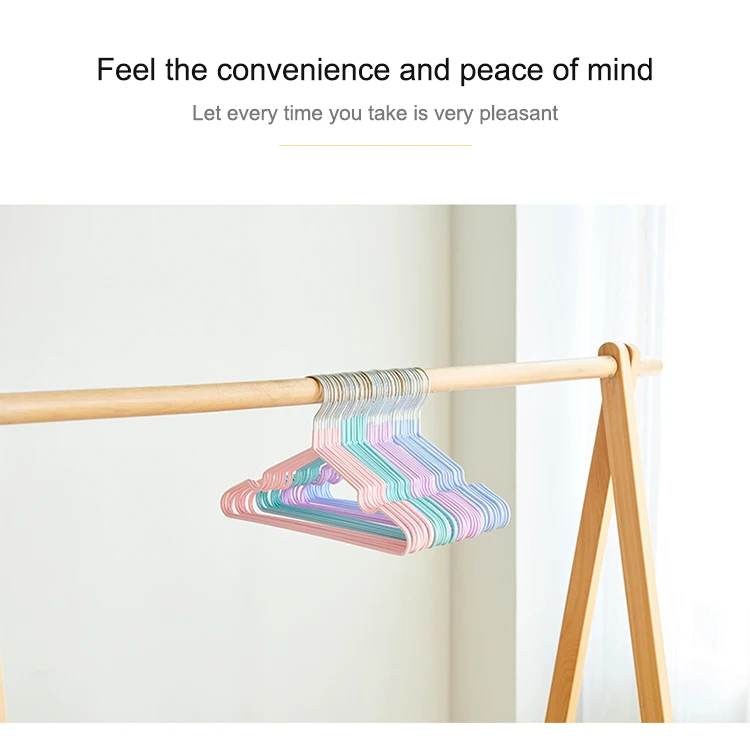 wholesale hotel kids coat boutique colored mental clothes hanger with plastic wrapping non slip wire hanger