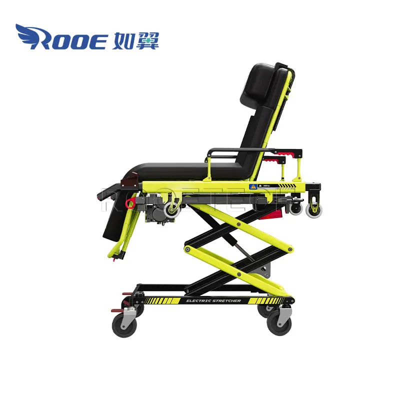 First Aid Double X-shaped Base Frame Structure Automatic Loading Powered Ambulance Stretcher