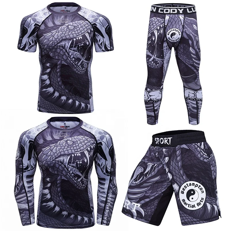 Cody Lundin Rash Compression Training Shirt MMA BJJ Wresling Top Wear Rash Guard Custom Sublimated Spats MMA Rash Guards Sets
