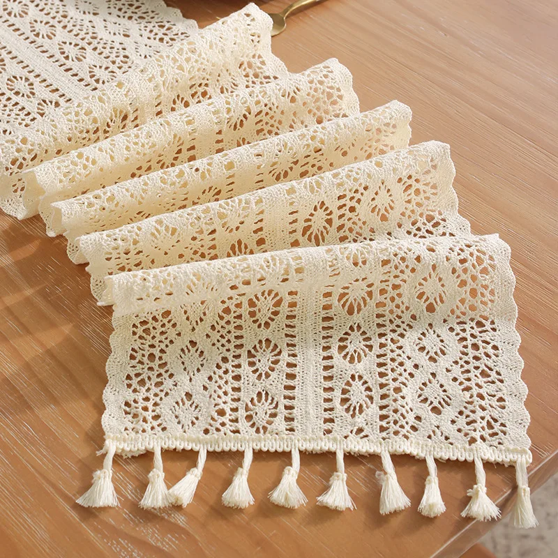 American country hand crochet table flag strip table napkin coffee  tablecloth  cotton linen literary table runner