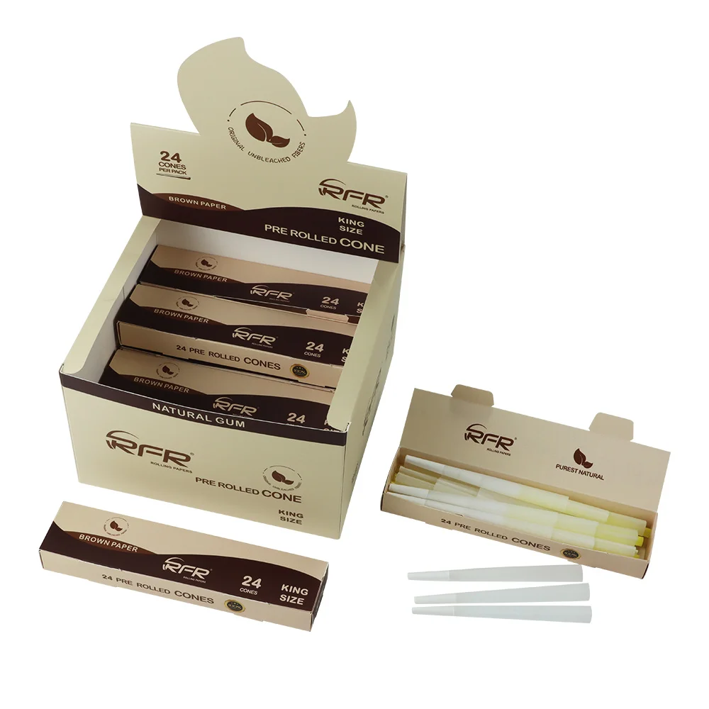 King Size 108mm Rice Paper, Unbleached Paper and Hemp Paper 9 Packs Pre Rolled Cones for Smoking