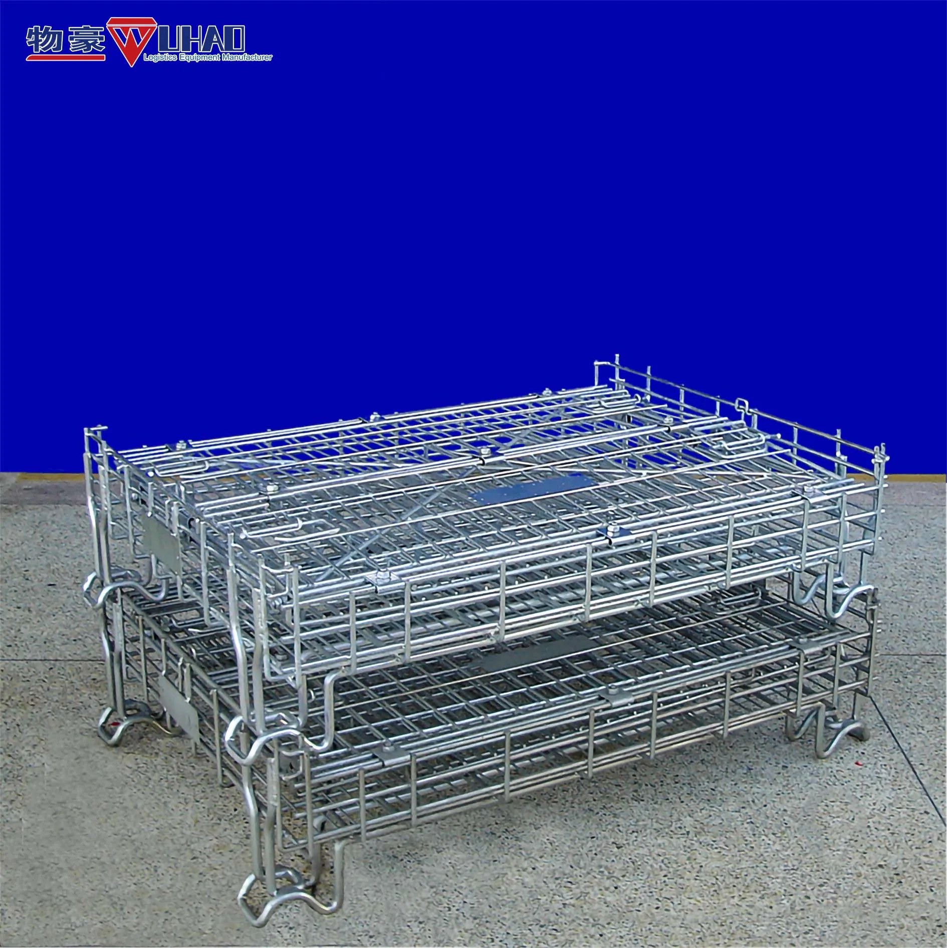 1200x800x910mm Heavy duty large capacity Stackable Metal Wire Mesh Warehouse Pallet Cages for wine bottles