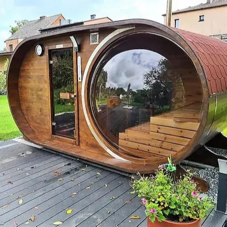 Customizable Size luxury Wood Stove Sauna Outdoor Wet Steam 1-6 Person Sauna Hous