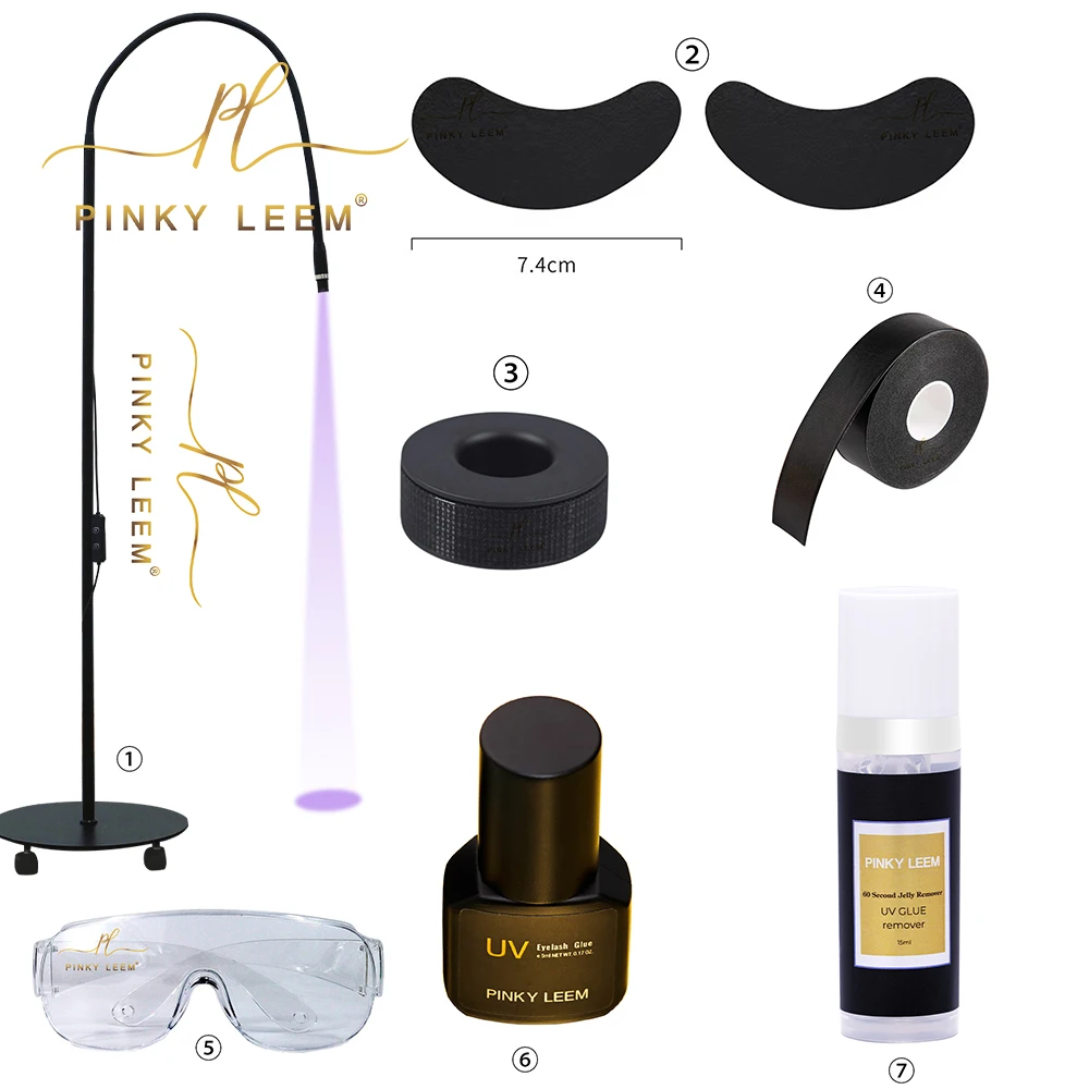 Pinky Leem Professional  grafting lashes LED UV floor lash light foot pedal Eyelash Extension Curing uv eye lash kit