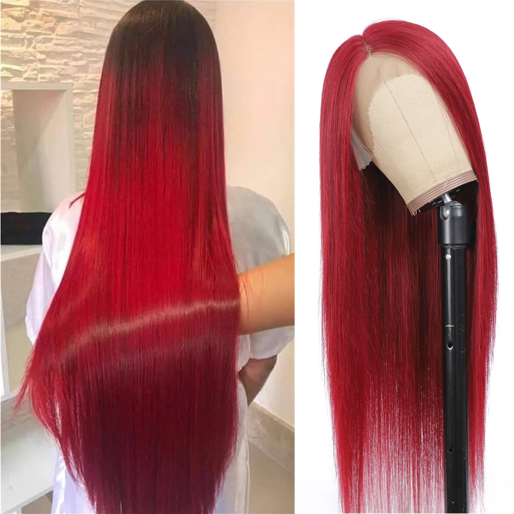180% Density  Cuticle Aligned Hair Short Red Color Bob Wig Vendor, Virgin T Part Transparent HD Lace Front 100% Human Hair Wig
