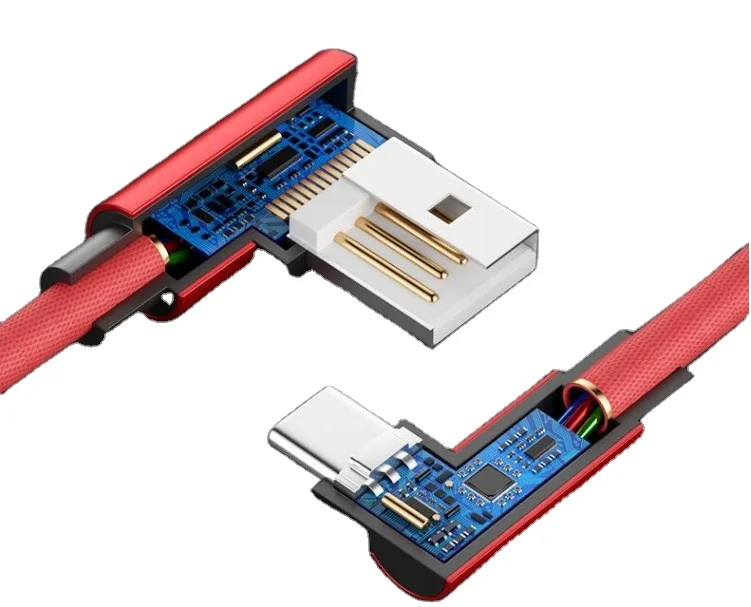 Latest Design High Compatibility 90 Degree Double Elbow 2.4A Usb Cable Type-C Fast Charging