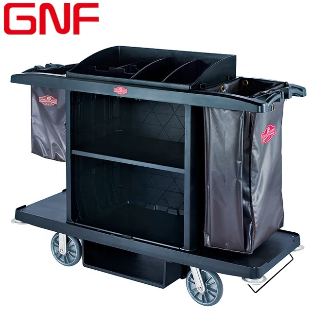 GNF Hotel Room Plastic Housekeeping Cleaning Trolley Carts Service Cart with