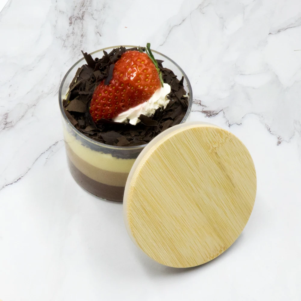 Manufacture custom logo large lunch box bins wooden topper bamboo lid for glass food or cream jar for candle seed