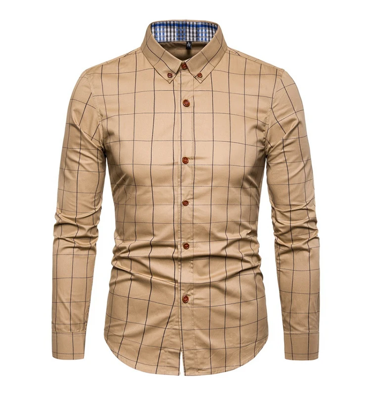 Manufacturer Oem/odm Oxford Plaid Check Long Sleeve Work Office Shirt Men Custom Tuxedo Business Formal Dress Shirts For Men