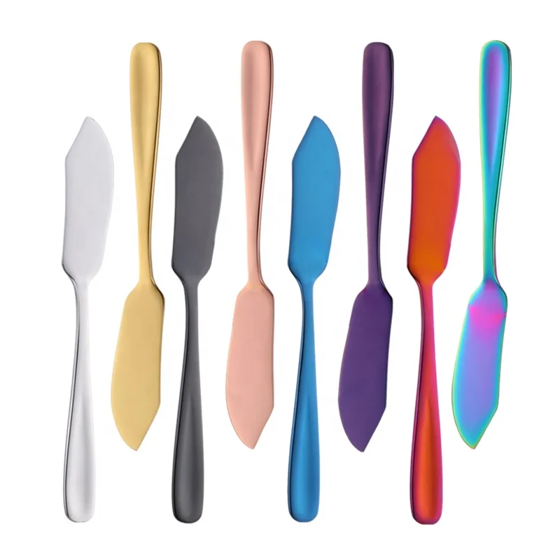 
Hot Sale Butter knife Cheese Dessert Jam knife Colorful 304 stainless steel Cutlery knife  (62444210557)