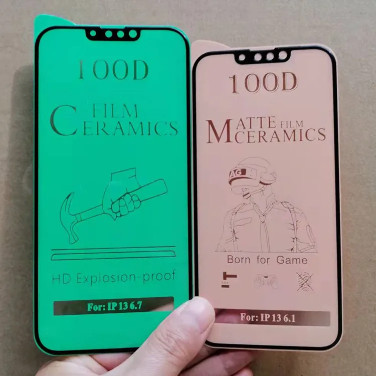 9D 21D 100D Full Body Full Crystal Clear Protective Film Mica Glass Ceramic Screen Protector For iPhone 11 12 13 Pro